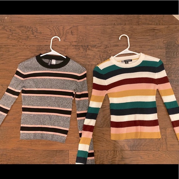 Tops | 2 Piece Long Sleeve Cute Striped Shirts | Poshmark